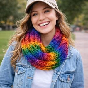 Handmade Multicolor Knit Scarf Cozy Winter Accessory - Soft Chunky Yarn
